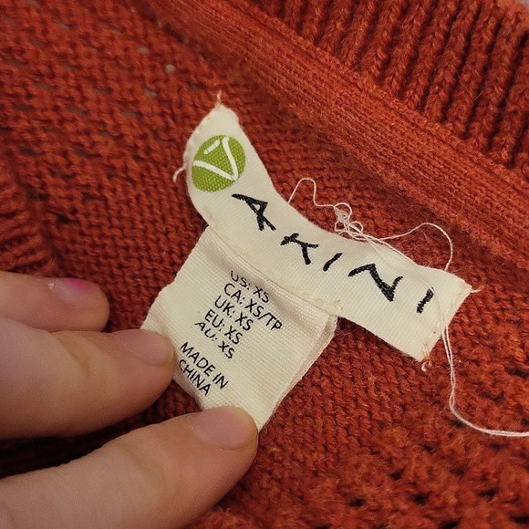 Dakini Waffle Knit Orange Sweater Side Zipper - Picture 4 of 5